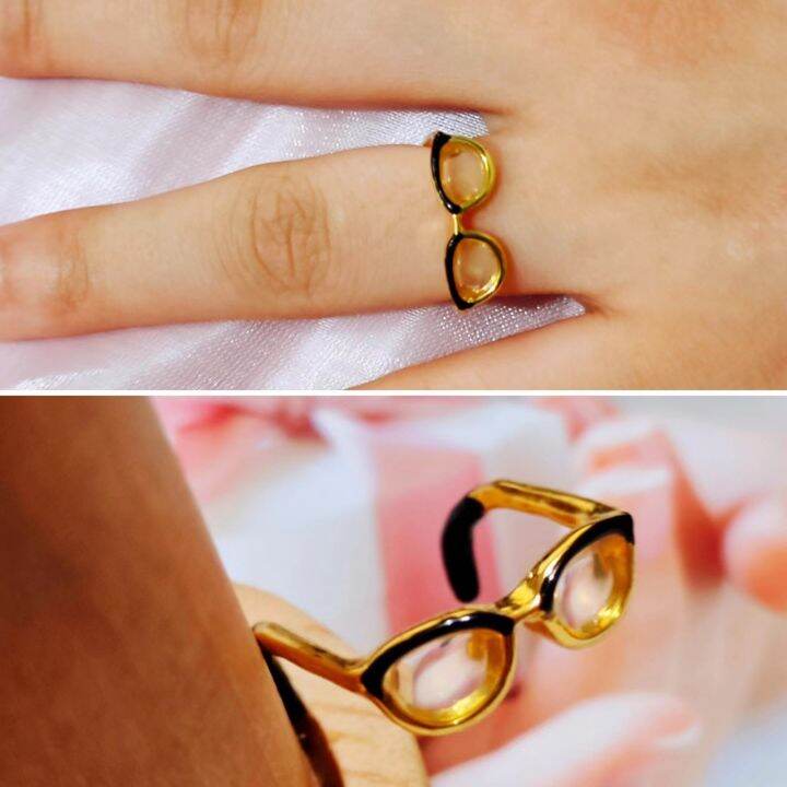 cute-glasses-ring-finger-jewelry-ins-girl-open-rings-adjustable-enamel-painting-ring-finger-buckle-tail-rings-adjustable-opening-adhesives-tape