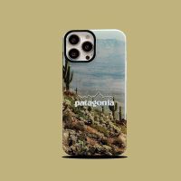 European And American Outdoor Trendy Brand Cactus Suitable For Apple 14Promax Mobile Phone Case Iphone13 Glossy Double-Sided Film Anti-Fall 12/11 Straight Edge Hard Bottom 【SEP】
