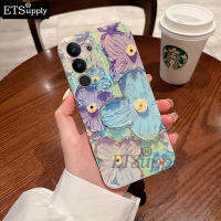 เคสโทรศัพท์ VIVO V29E V29 Pro,เคสมือถือ Vivo V 29Pro V ภาพวาดสีน้ำมันป้องกันการกระแทกดอกไม้สีฟ้าอ่อนเคส29E