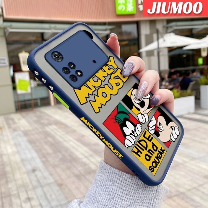 เคส-jiumoo-สำหรับ-xiaomi-poco-x4-pro-5g-poco-m4-pro-poco-c40มิกกี้เมาส์แฟชั่นการ์ตูนเคสแข็งบางกันกระแทกขอบดีไซน์ใหม่ปลอกซิลิโคนคลุมทั้งหมดเคสป้องกันเลนส์กล้อง