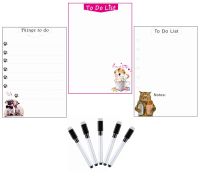 Dry wipe Magnetic Whiteboard White Board for Fridge Magnet Sticker Weekly Planner Cute Dog Cat Print Message Board Writing Pad