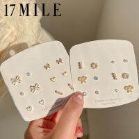 17MILE Simple Pearl Gold Stud ต่างหูคริสตัล Heart Bow ต่างหูผีเสื้อสำหรับผู้หญิงเครื่องประดับ Accessories