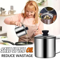 1,3L Oil Pot Wadah Saringan Minyak Stainless Steel Tank Household Filter Cup Oil Storage Pot Kitchen Filter Oil Oil Y8L8