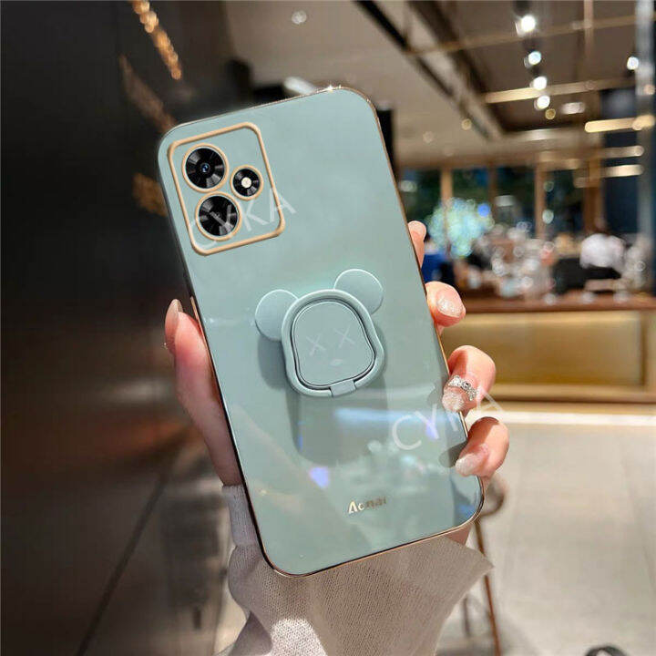 ป้องกันเลนส์กล้องชุบเคสแบบนิ่ม-realmec53ปลอกโทรศัพท์มือถือ-realme-เคสโทรศัพท์หมีขาตั้งโทรศัพท์