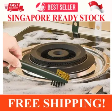 Kitchen Cleaning Scrub Brush,Deep Gas Stove Brass Wire Brushes with Stiff  Bristles & Cooktop Scraper,Scrubber Brush for Range Hood Grease Grime