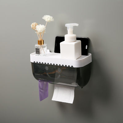 Bathroom Toilet Paper Holder Waterproof Wall Mount For Phone Toilet Paper Tray Kitchen Roll Paper Tube Storage Tray Tissue Box