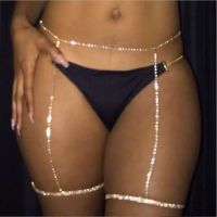 Luxury Sexy Party Crystal Thigh Garters Leg Chain Gold Silver Color Rhinestone Legged Waist Chain For Women Bikini Body Jewelry