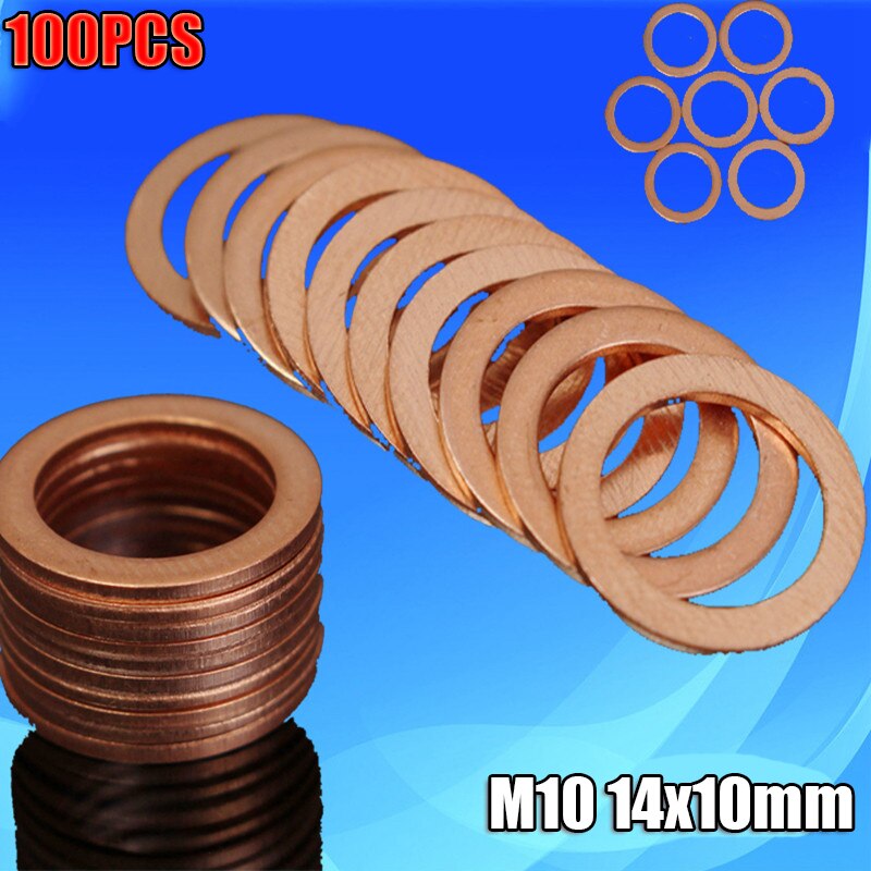 10 mm Copper Crush Washers Brake Hose Spacer Flat M10 fit on 10mm Bolt Pack of 20 