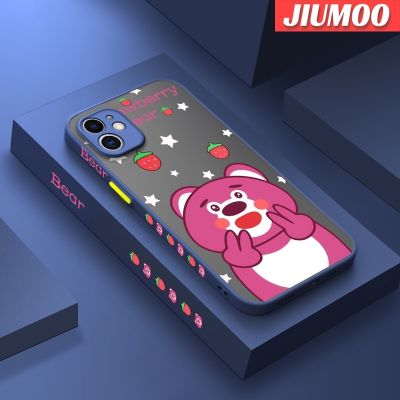เคส JIUMOO สำหรับ iPhone 11 Pro 11 Pro Max,เคสการ์ตูนน่ารักลายหมีสตอเบอร์รี่เปลือกแข็งขุ่นกันกระแทกคลุมทั้งหมดซิลิโคนเคสโทรศัพท์มีลายป้องกันเลนส์กล้องเคสนิ่ม