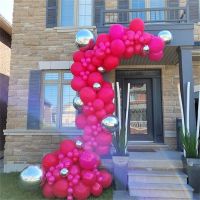 110pcs/Lot Rose Red Latex Balloons Big Silver Light Board 4D Ball For Wedding Birthday Babyshower Party Decoration Supplies