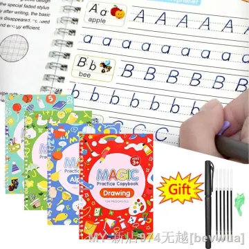 2 Books/Set Reusable Groove Calligraphy Alphabet Words Letters Practice  Copybook Book Round Body English Practise