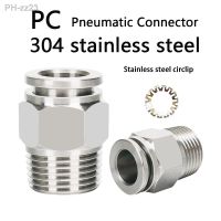 304 Stainless Steel PC Pneumatic Quick Straight Connector 1/8 1/4 3/8 1/2 NPT External Thread 4-16mm OD Hose Connector