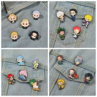 【DT】hot！ Demon Slayer HUNTERXHUNTER Enamel Pin Anime Characters 5pcs/Sets Suits Brooches Badge Jewelry Wholesale