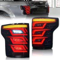 ไฟท้าย2ชิ้นสำหรับ Ford F150 Raptor 2015-2019 Lampu LED Belakang/โคมไฟประกอบเลนส์อุปกรณ์เสริมรถยนต์อะไหล่ทดแทนอัตโนมัติ