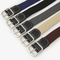 Black Female Casual Knitted Pin Buckle Men Belt Woven Canvas Elastic Expandable Braided Stretch Belts for Women Jeans Belts Belt Belts