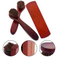 【CC】 3 Pcs Shoe Cleaning Couch Set Horsehair Hair Brushes Polishing Suede