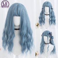 MSIWIGS Lolita Wig for Women Long Purple Blue Greeen Synthetic Hair with Bangs High Temperture Headgear