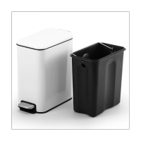 1 Piece Compact Bathroom Trash Can Stainless Steel Bedroom Products with Steel Pedal Step with Plastic Belt Lining Removable Black, 5-Liter