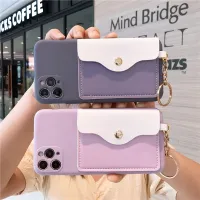 เคสกระเป๋าใส่บัตรกระเป๋าเงินอิเล็กทรอนิกส์ {L} สำหรับ iPhone 13 12 Pro Max Mini 11 X XR XS 7 8 Plus SE 2020เคสหลังซิลิโคนนิ่ม