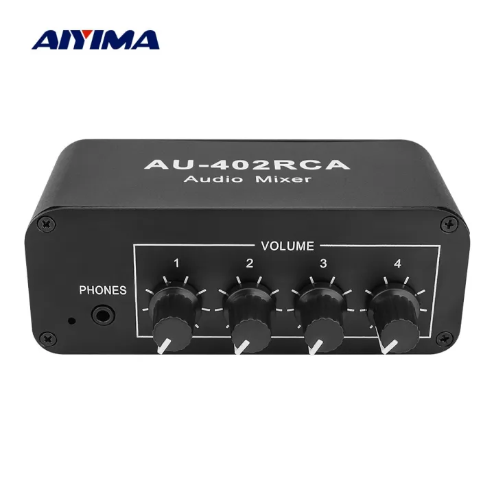 AIYIMA 4 Way RCA Audio Input Stereo Mixed Output Audio Mixer Headphone