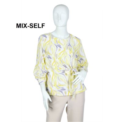 Mix-Self เสื้อเบลาส์พิมพ์ลายกราฟิกแต่งโบว์ผูก รุ่น IB74543