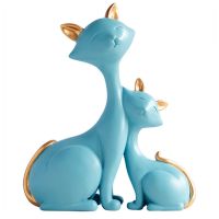 Resin Cat Figurines Decorative Animals Desktop Gift Cat Statue Ornaments Home Decoration Living Room Accessories