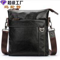 [COD] genuine leather mens bag casual business Messenger vertical top layer cowhide shoulder wholesale