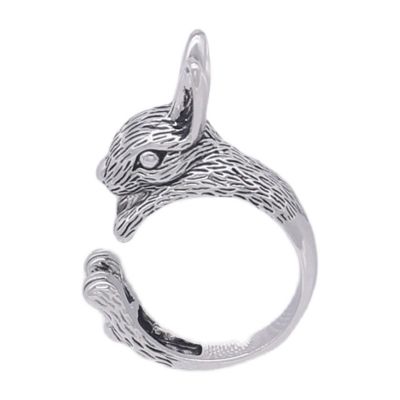 แหวนรูปกระต่ายแบบแหวนเปิดแบบปรับได้วินเทจแหวนเปิดปรับได้ทำจากแหวนรูปกระต่ายอัลลอยของขวัญสำหรับผู้ชาย