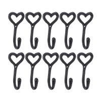 DRELD 10pc Love Heart Coat Hooks Cast Iron Wall Mount Hanger Wall Mounted Vintage Hat Bedroom Home Holder Black Hanger Hook