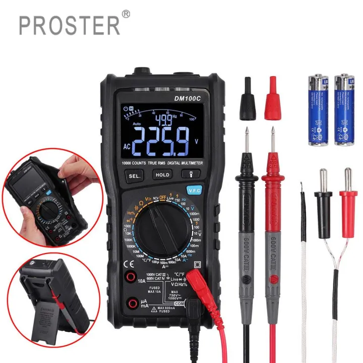 Proster Digital Multimeter Manual & Auto Mode 10000 Counts True RMS ...