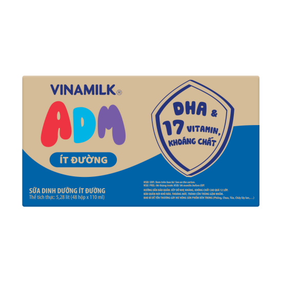 Sữa dinh dưỡng vinamilk adm ít đường - thùng 48 hộp 110ml - ảnh sản phẩm 1