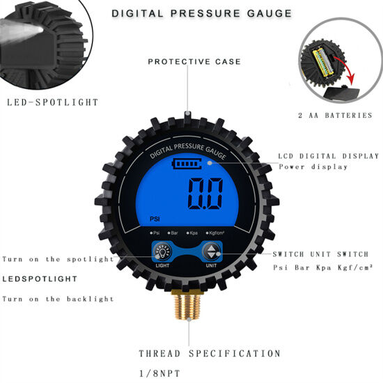 Đồng hồ đo áp suất lốp hiển thị áp suất kỹ thuật số lcd cho xe hơi đồng hồ - ảnh sản phẩm 5