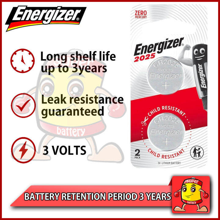 Energizer CR2025 (2 pcs) Battery CR 2025 CR2025 Coin Cell Button 3V