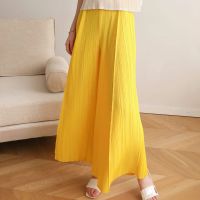 2023 Hot Miyake Pleated Pants Womens Summer High Waisted Draping Design Large Swing Pants Large Size Slimming Wide Leg Pants Trousers