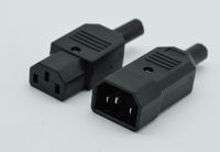 IEC Straight Cable Plug Connector C13 C14 10A 250V Black female&amp;male Plug Rewirable Power Connector 3 pin AC Socket  Wires Leads Adapters