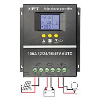 MPPT Solar Charge Controller 100A/80A/60A 12V/24V/36V/48V Auto Controller Tools Solar PV Battery Charger with LCD &amp; Dual USB