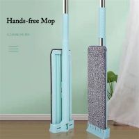 【TIMIN Home Tools】 Squeeze Mop ไม้ถูพื้นแผ่นไมโครไฟเบอร์แบบใช้ซ้ำได้ซักด้วยมือฟรี360องศาทำความสะอาดแบนเครื่องมือในครัวเรือน