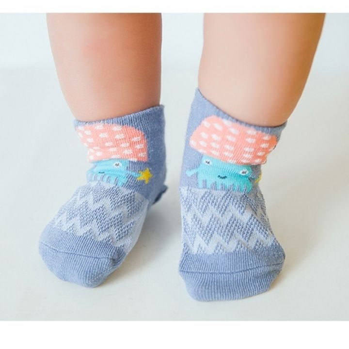 bbworld-5-pairset-baby-mesh-socks-anti-slip-girl-boy-kids-cartoon-cotton-socks