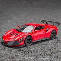 ☫ gregregregregre Ferraris 488 Modelo de Carro Esportivo Liga Diecasts Veículos Metálicos Simulação Carro Coleção Luz e Som Presentes Infantis 1:32