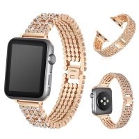 ☋◐▽ Diamond Rhinestone Bling Strap For Apple Watch Band 38-42mm Stainless Steel Metal Bracelet For iWatch 7 5 6 SE 40-44mm Myl-bd14