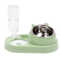 อัตโนมัติ Cat Bowl Feeder Pet Dog Cat ชามอาหาร 500ML น้ำพุคู่ชามดื่มยกขาตั้งจานชามสำหรับ Cats