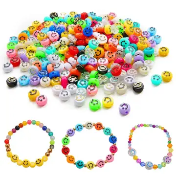 Cutie Happy Face Beads, Emoji Charm, Smiley Face Spacer Beads, Neon Be