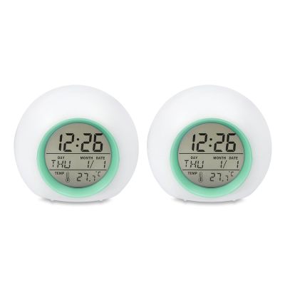 2X Kids Alarm Clock - Wake Up Light Digital Clock with 7 Colors Changing, Press Control and Snooze Function for Bedrooms
