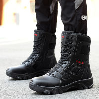 TOP☆2021 New Size 39-47 Desert Tactical Mens Boots Wear-resisting Army Boots Men Waterproof Outdoor Hiking Men Combat Ankle Boots（COD）