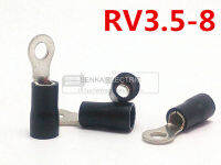 500Pcs RV3.5-8สีดำ Pre ฉนวนขั้วต่อแหวนสำหรับ516 "สตั๊ด AWG 14-12ลวดรอบ Terminal