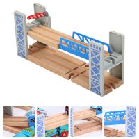 New Product Train Wooden Bridge Track Toys Set Wood Tracks Railway Toy Accessories Overpass Diy Model Brio Raised Level Brick Double Playset