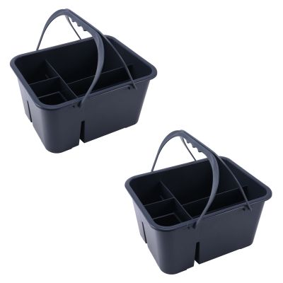2X Sundries Cleaning Basket Plastic Portable Tool Box Storage Basket Hotel Cleaning Cleaning Sanitation Tool Basket