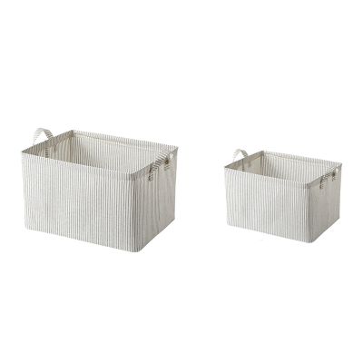 Narrow Storage Bins, Small Baskets for Organizing, Long Storage Basket with Handles, Fabric Storage Bins for Shelf
