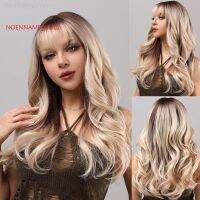 Bangs Long Wave Gradient Blonde Wig Quality Female Synthetic Wig Party Natural Heat Resistant Hair Suitable For Daily Wear [ Hot sell ] ea1voy