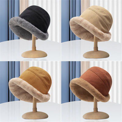 Fashionable Faux Fur Bucket Hats For Winter Trendy Fisherman Caps With Warm Plush Lining Outdoor Winter Hats With Warm Plush Hem Fluffy Plush Bucket Hats For Girls Soft Faux Fur Fisherman Caps